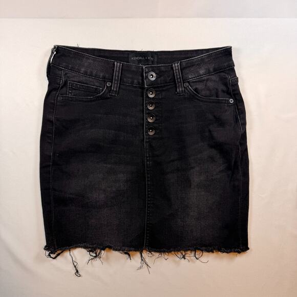 Kendall And Kylie Dresses & Skirts - Kendall + Kylie High Rise Button Fly Black Denim Mini Skirt Size 3/26